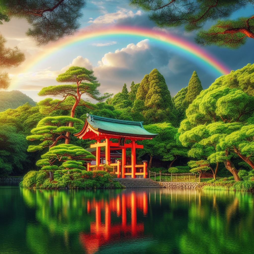 神社の虹