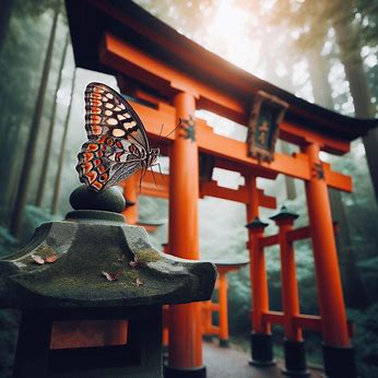 神社の蝶