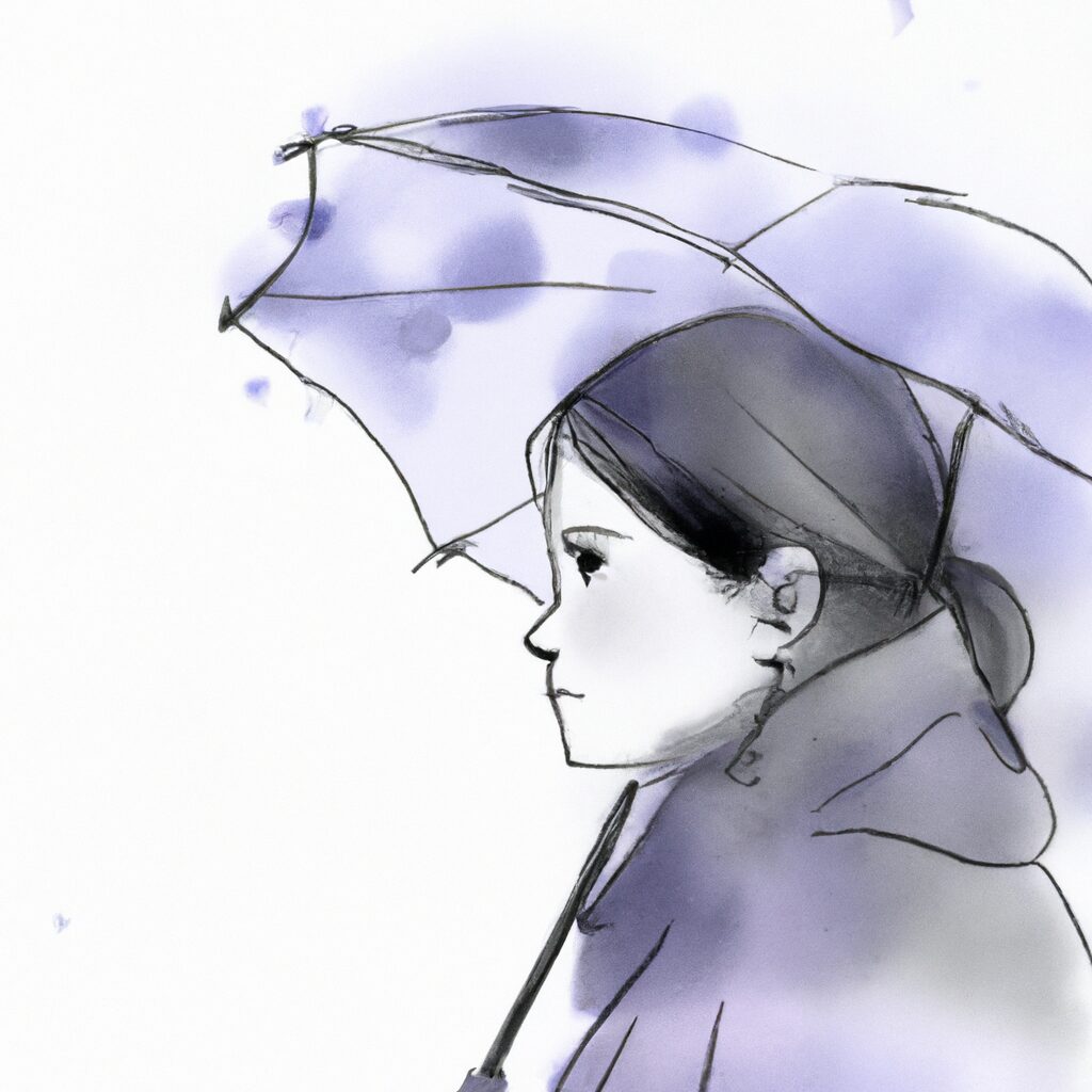 雨の日と女性のイラスト